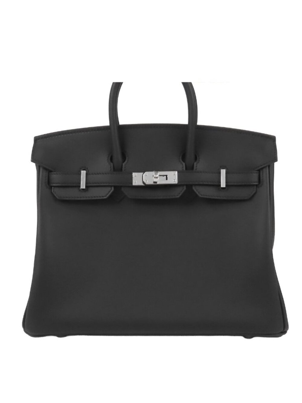 Hermes Birkin 25 Black Silver Swift Handbag